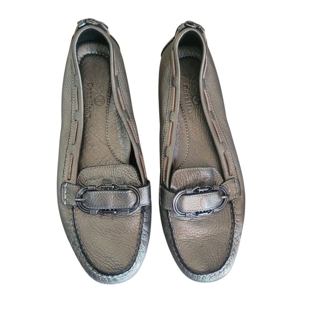 Cole Haan Metallic Leather Horse Bit Driving Loafers Womens Size 9 Comfort Flats